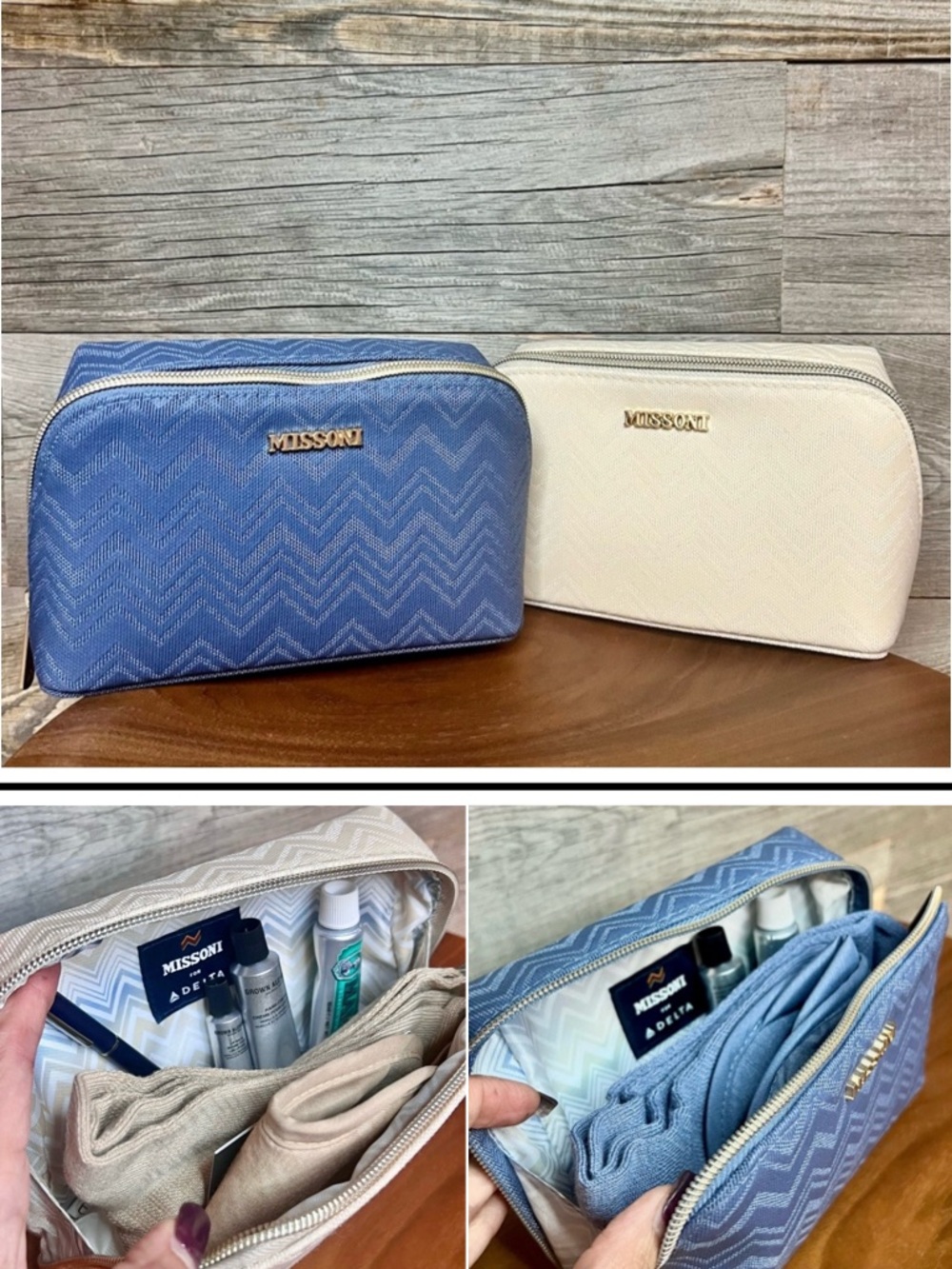 2 (Two) Missoni Travel/Amenity/Toiletry Kits (or Make-up, Accessories Bag)